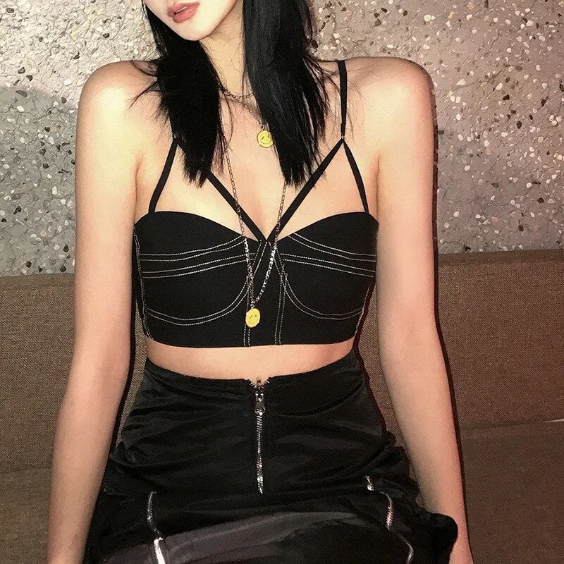 Summer black suspender women's blouse