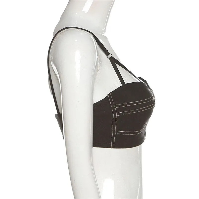 Summer black suspender women's blouse