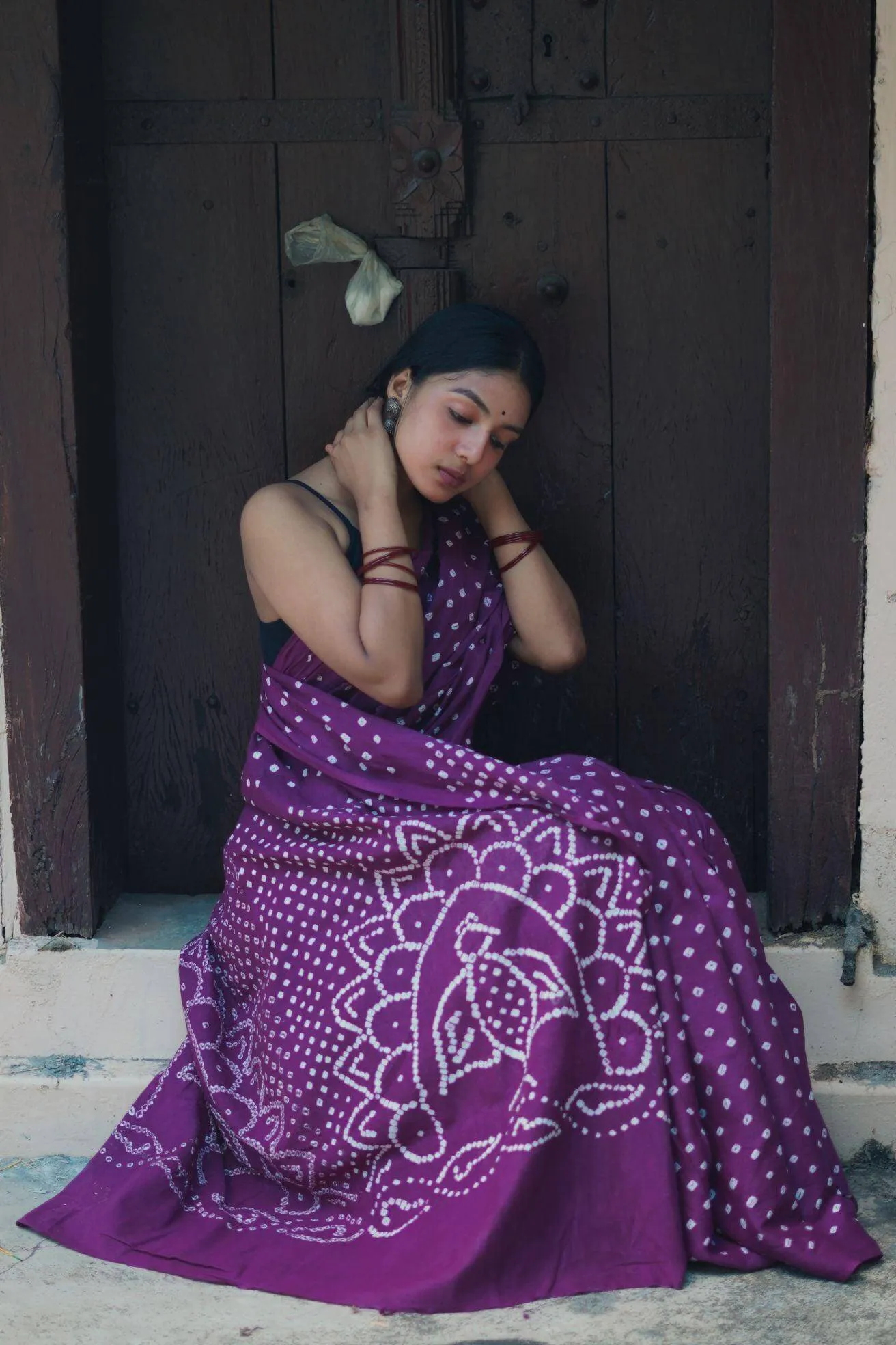 Summer collection sarees - Basant - Bandhani purple saree