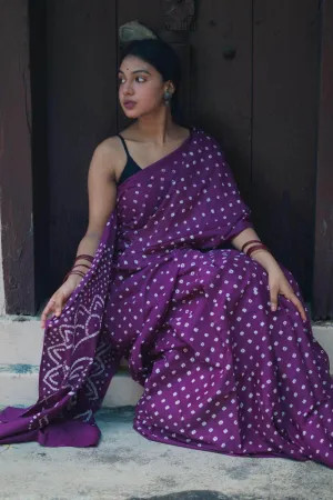 Summer collection sarees - Basant - Bandhani purple saree
