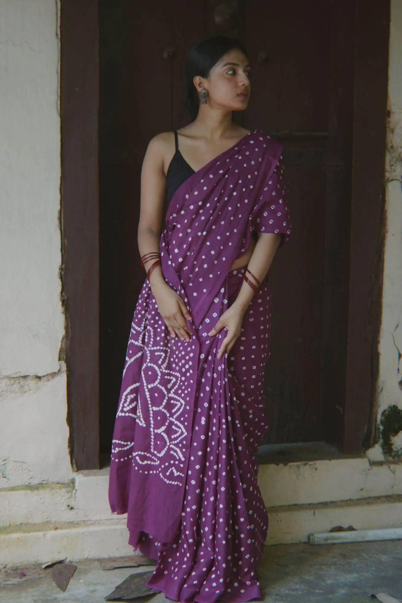 Summer collection sarees - Basant - Bandhani purple saree