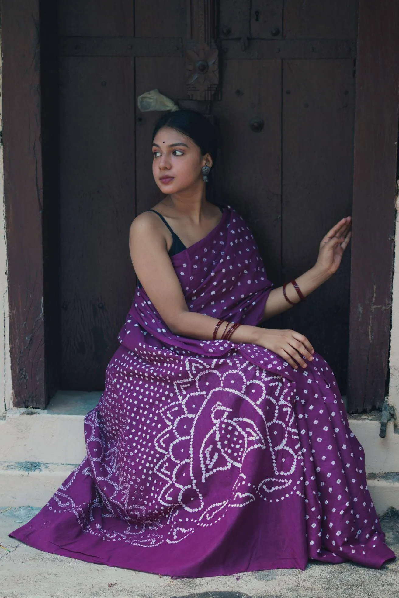 Summer collection sarees - Basant - Bandhani purple saree