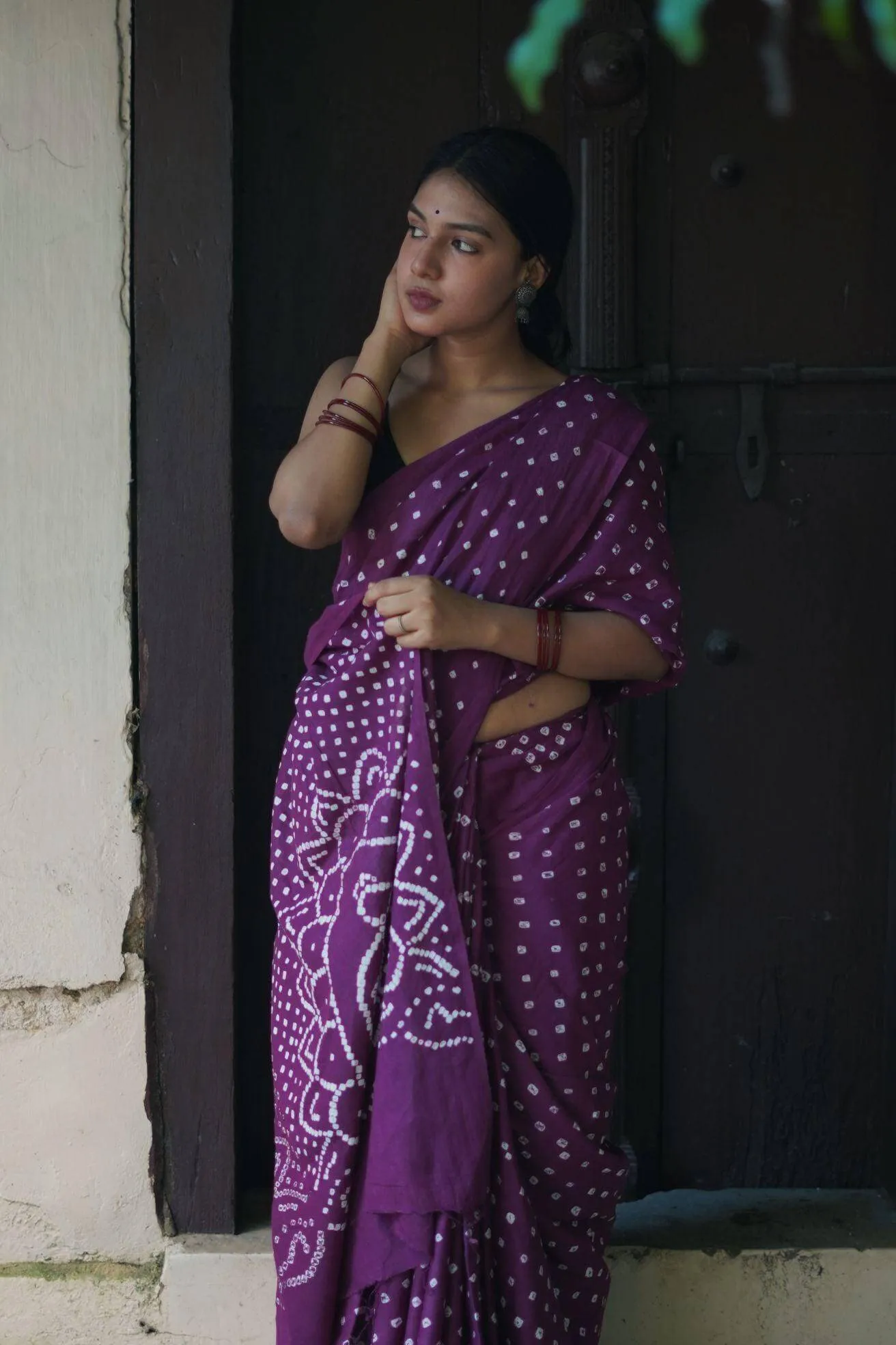 Summer collection sarees - Basant - Bandhani purple saree
