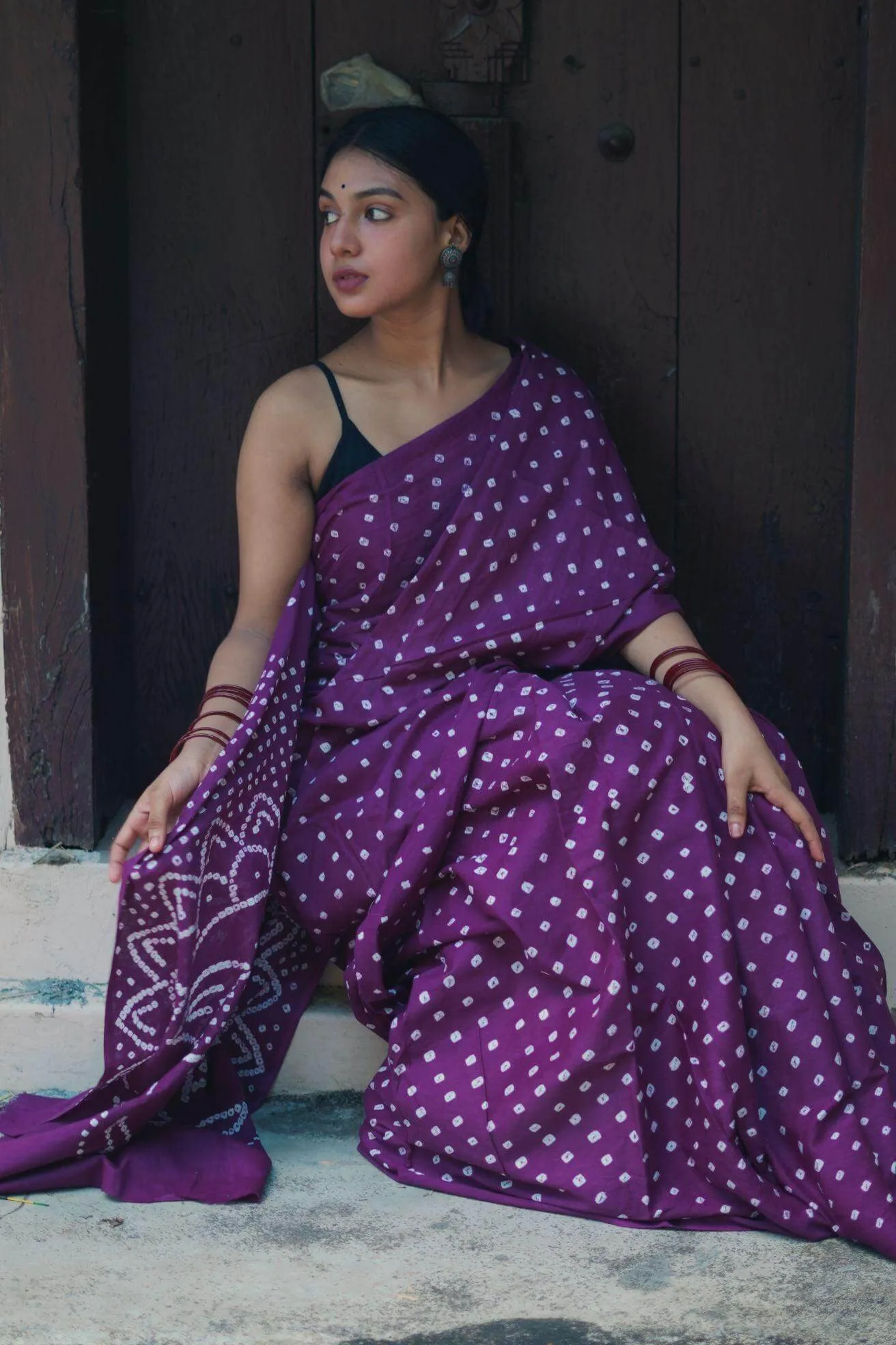 Summer collection sarees - Basant - Bandhani purple saree