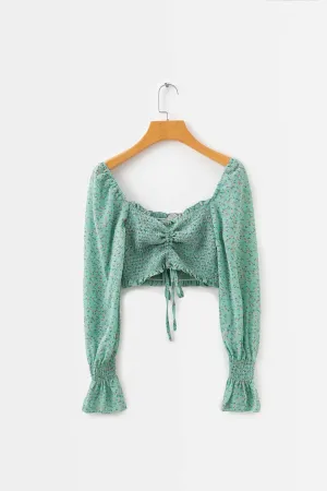 Summer short shirt shirt shirt wind chiffon printed shirt women's clothing
