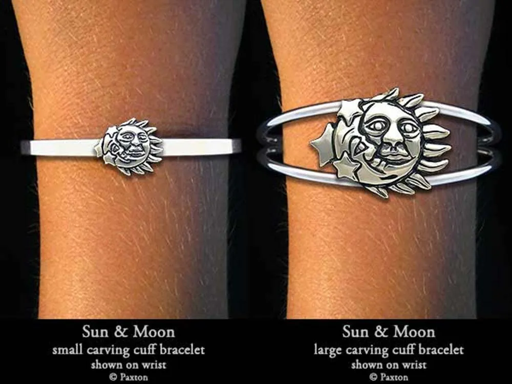 Sun Moon Cuff Bracelet Sterling Silver