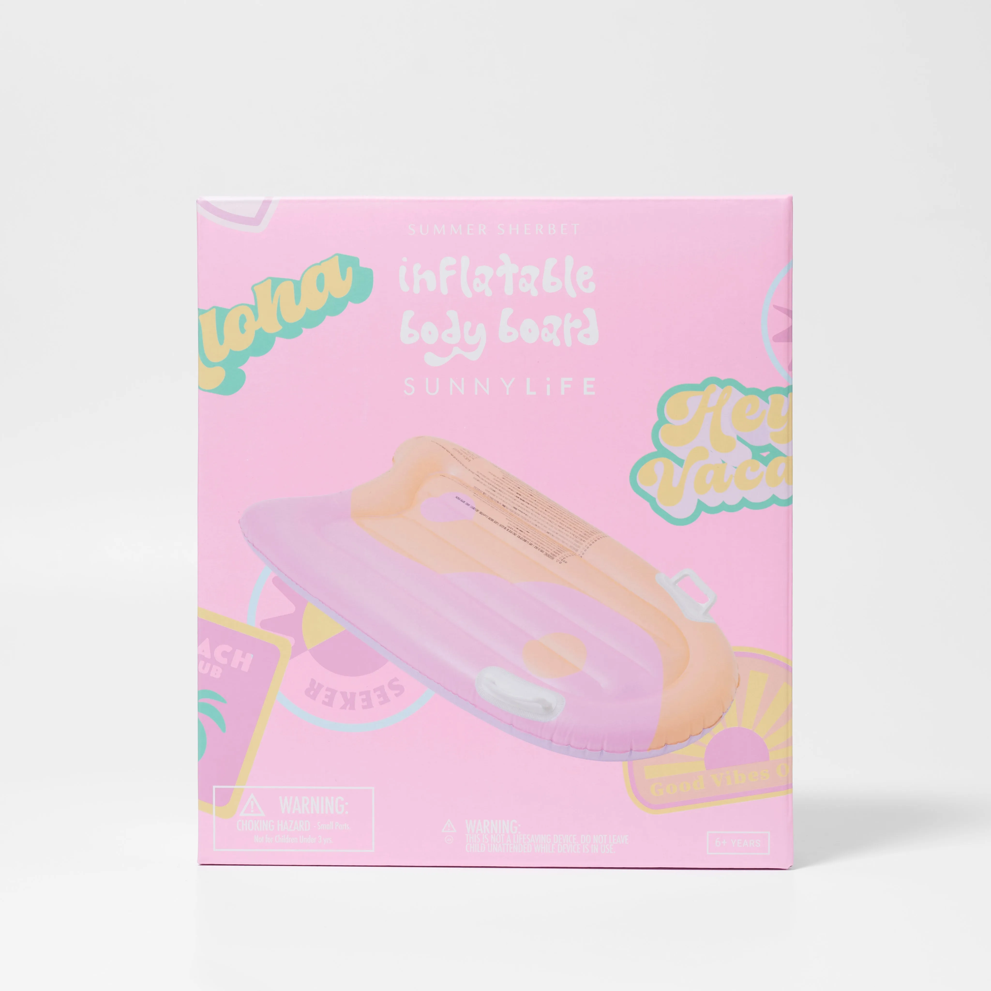 SUNNYLIFE INFLATABLE BODY BOARD - SUMMER SHERBET