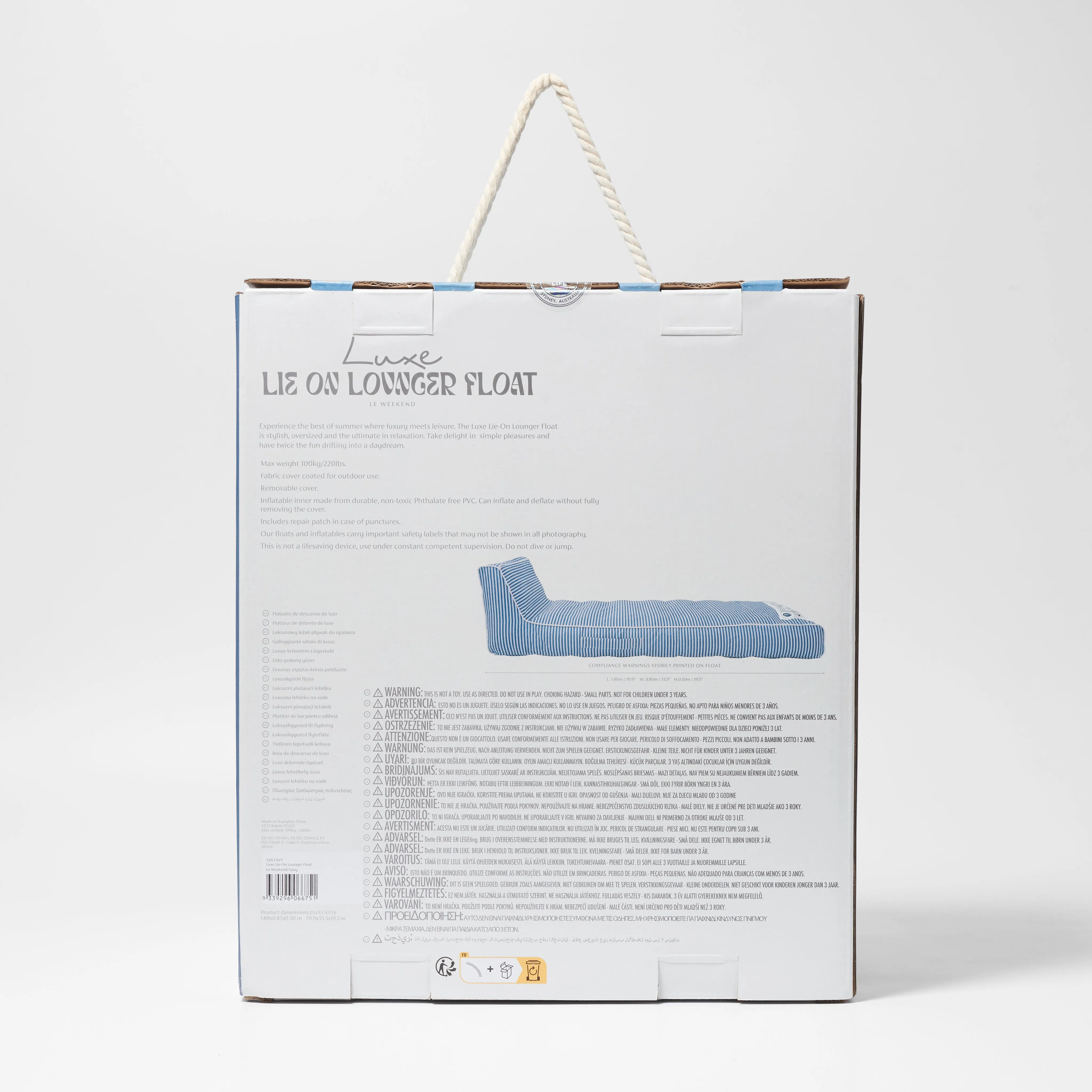 SUNNYLIFE LUXE LIE-ON LOUNGER FLOAT - LE WEEKEND NAVY