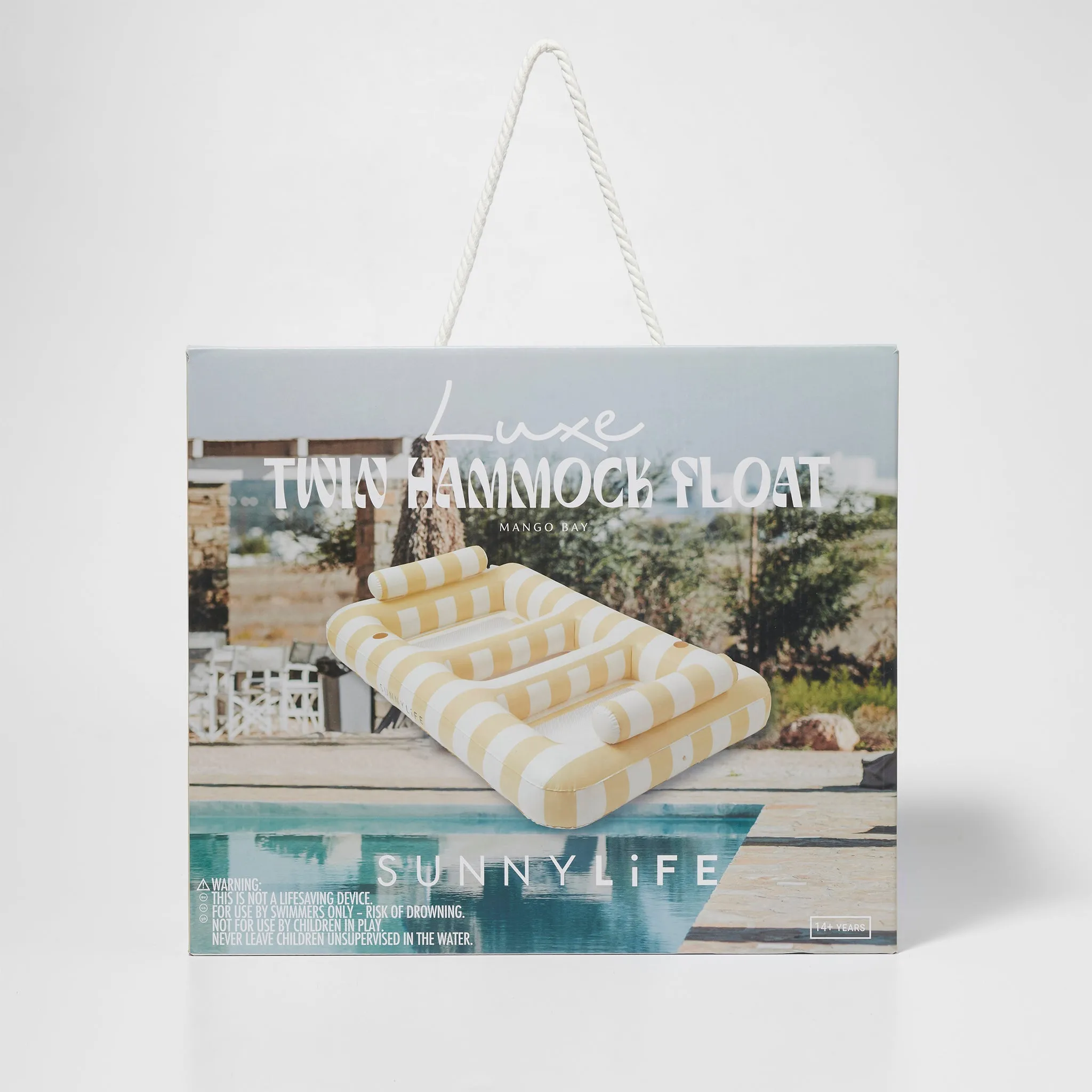 SUNNYLIFE LUXE TWIN HAMMOCK FLOAT - MANGO BAY SOFT MUSTARD