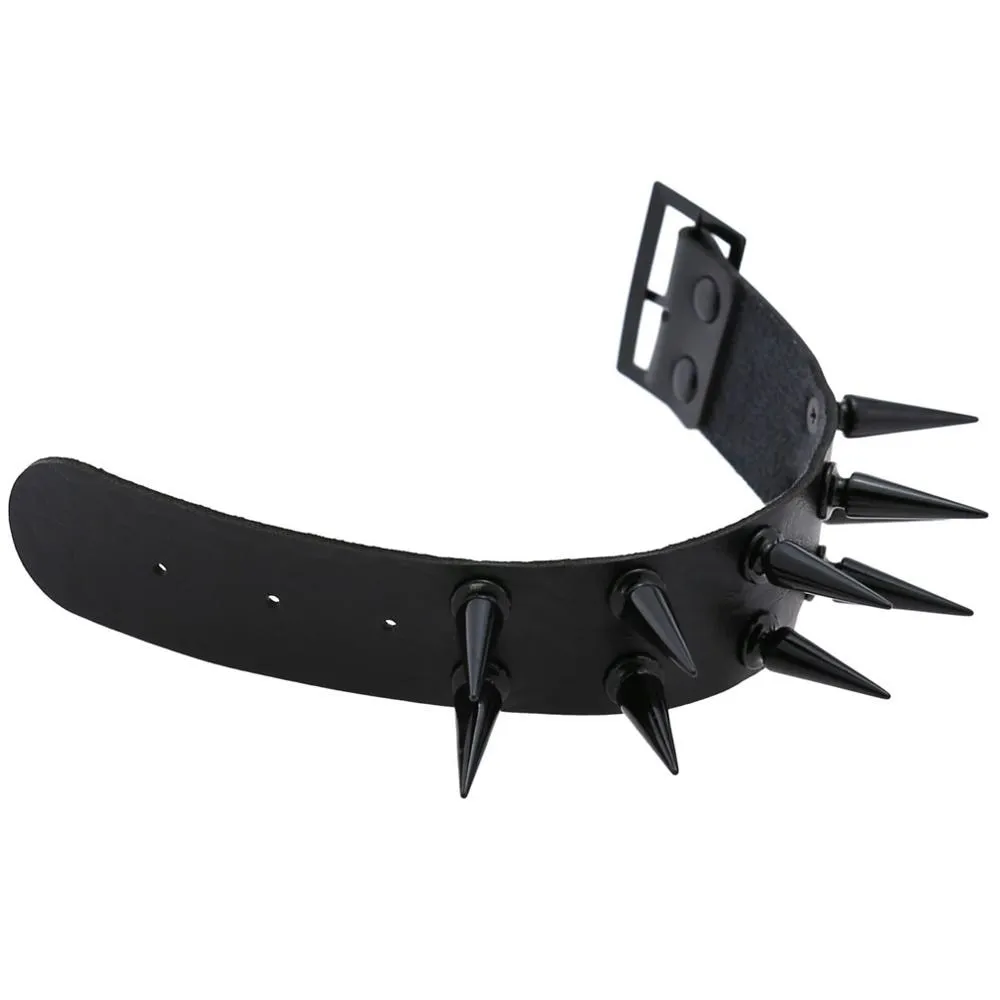 Super Spiked Gothic Faux Leather Punk Bracelet.