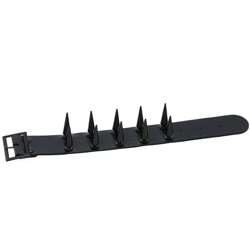 Super Spiked Gothic Faux Leather Punk Bracelet.