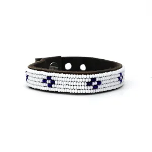 Swahili Coast - Small Dark Blue Diamond Leather Cuff