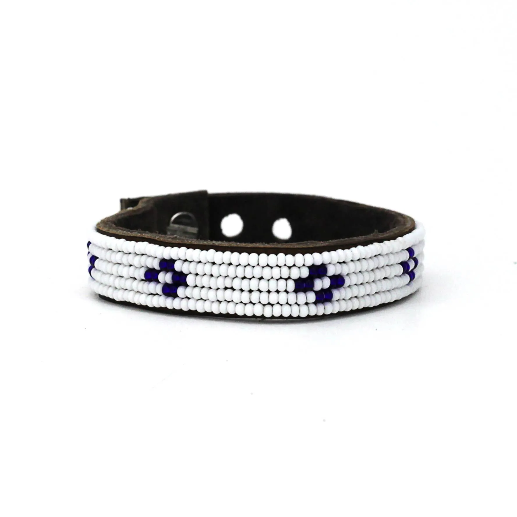 Swahili Coast - Small Dark Blue Diamond Leather Cuff