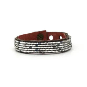 Swahili Coast - Small Silver/Rainbow Chevron Leather Cuff - Limited Edition