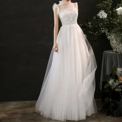 Sweet and Fresh Beaded Lace Wedding Dress