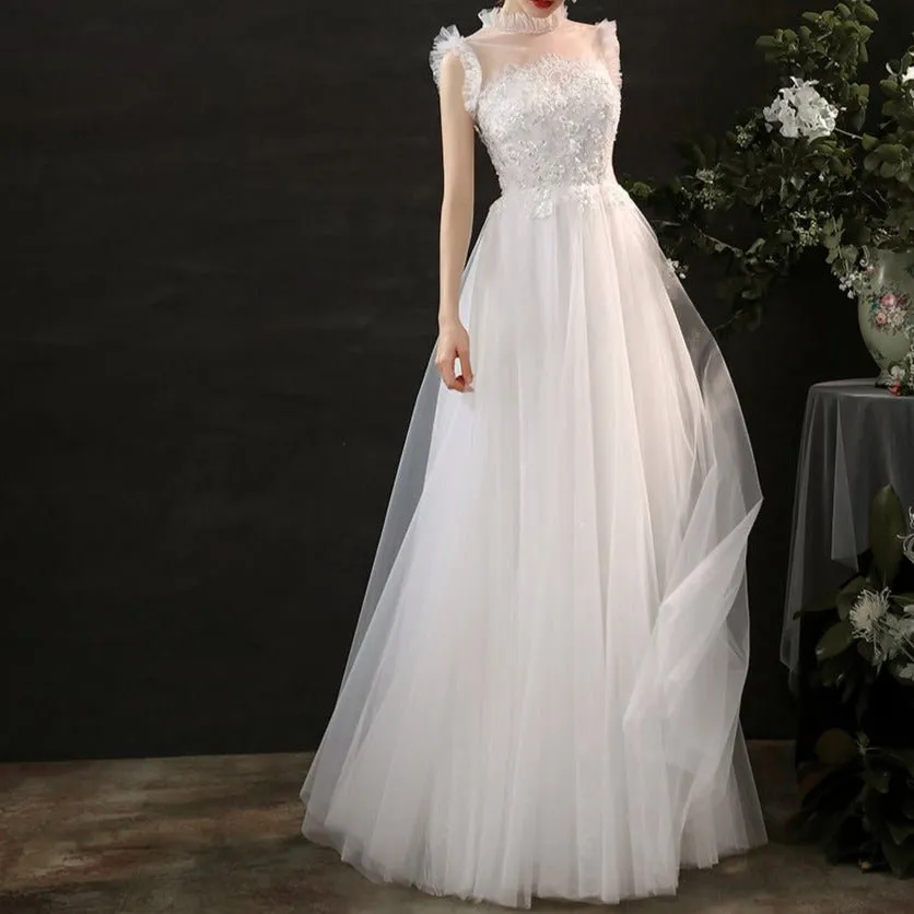 Sweet and Fresh Beaded Lace Wedding Dress