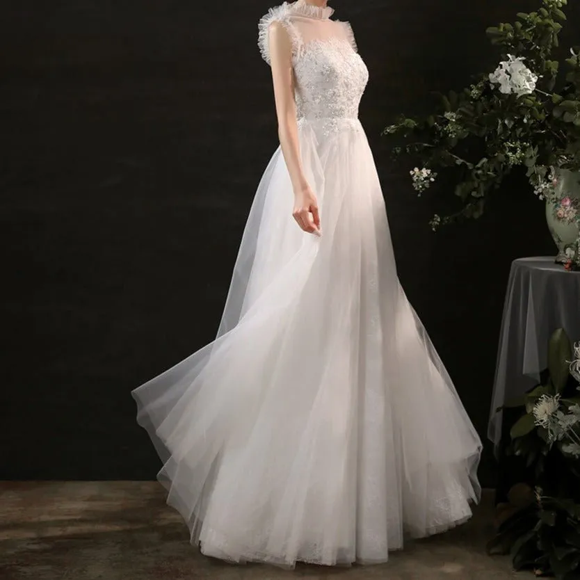 Sweet and Fresh Beaded Lace Wedding Dress