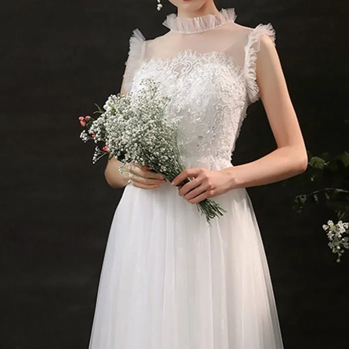Sweet and Fresh Beaded Lace Wedding Dress