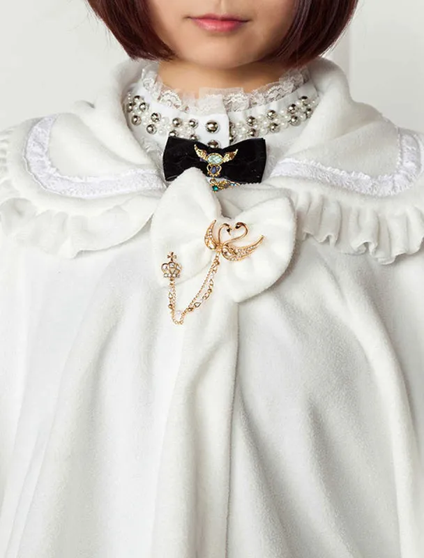 Sweet Lolita Clothing White Bow Ruffled Milanoo Lolita Cloak With Peter Pan Collar