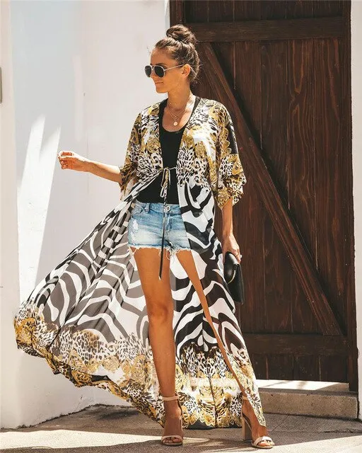 Swim Cover Up Kaftan Praia Pareo Plus Size Plage Tunique Coverup Output Cape Beach Bikini Sarong Swimsuit Swimming Dress Leopard