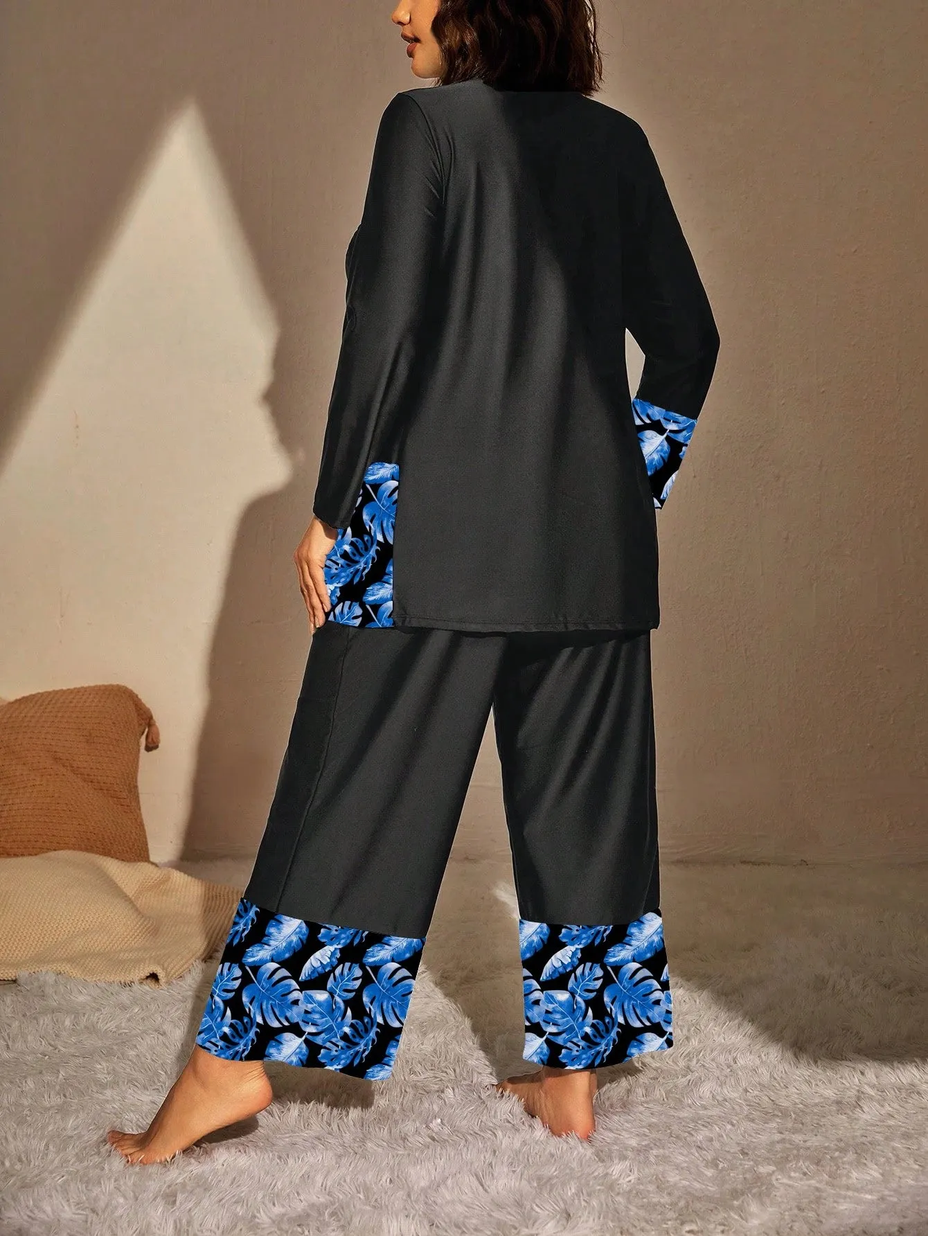 Swim Mulvari Summer Beach plus Geo Print High Waist Modest Swimsuit