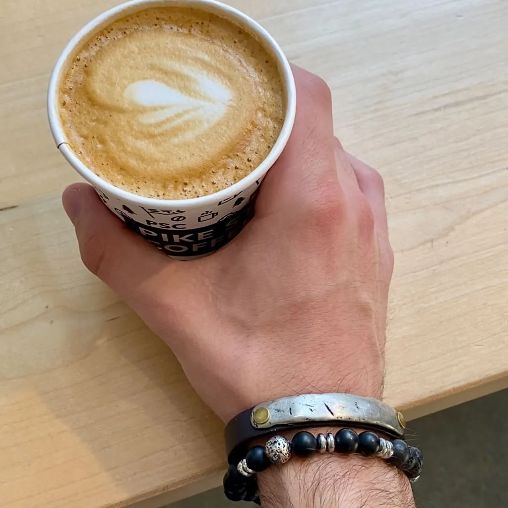 synergy // mens leather & pewter bar cuff bracelet