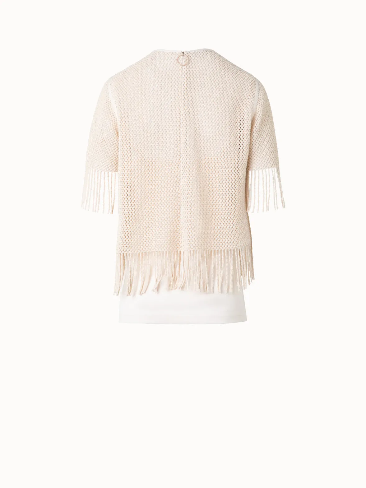 T-Shirt in Cotton Mesh wth Fringes