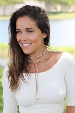 Tan Wrap Choker with Gold Detail