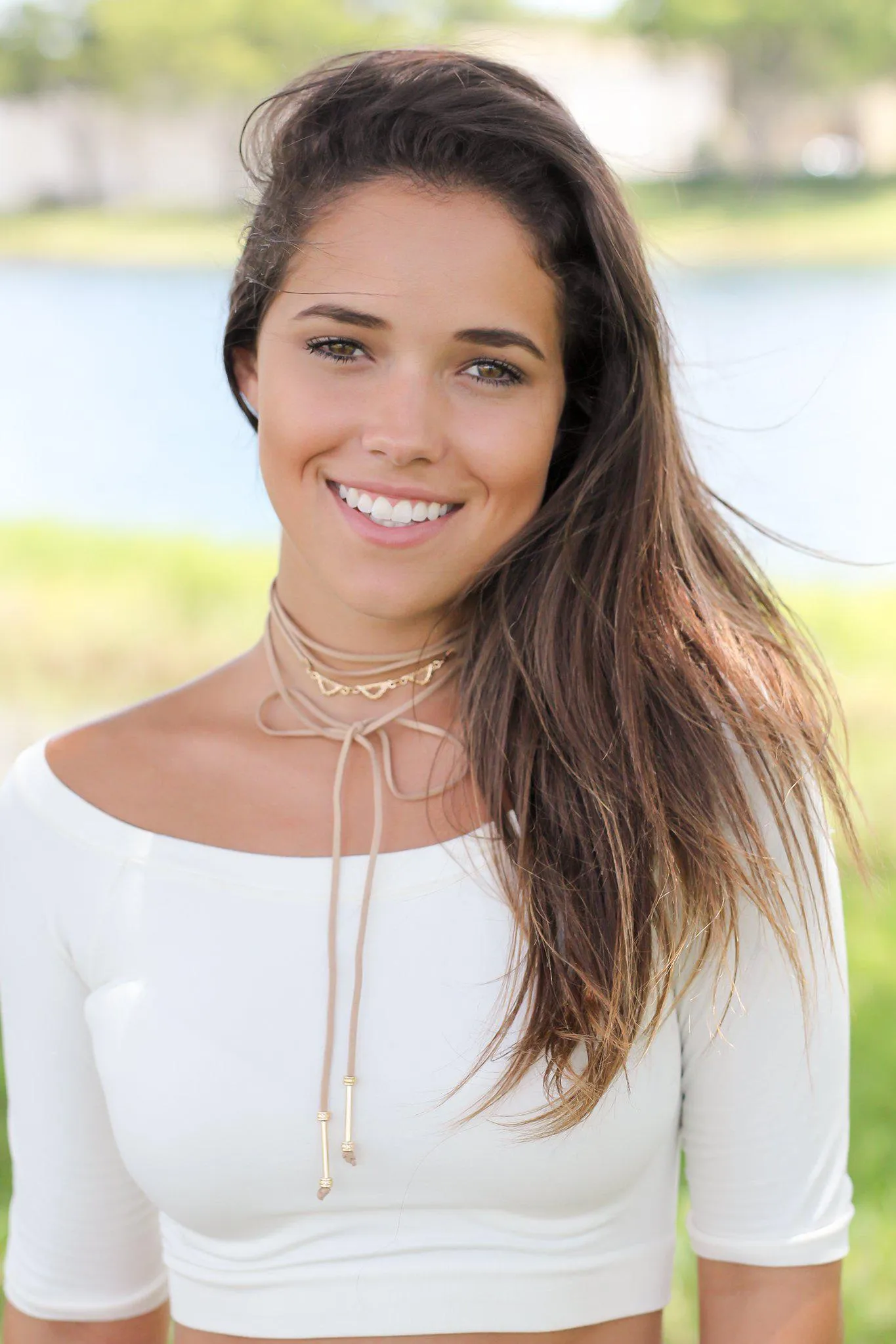 Tan Wrap Choker with Gold Detail