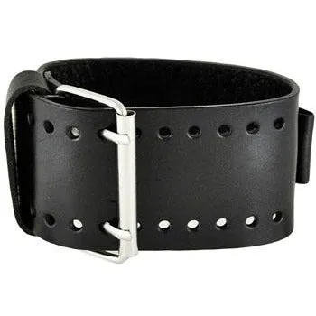 Teardrop Black Watch with Perforated Black Leather Wide Cuff