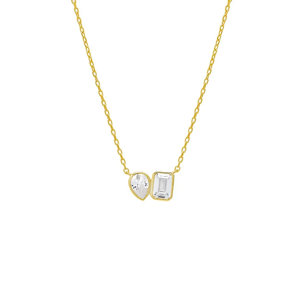 Teardrop X Emerald Bezel-Set Chain Necklace
