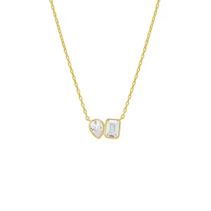 Teardrop X Emerald Bezel-Set Chain Necklace