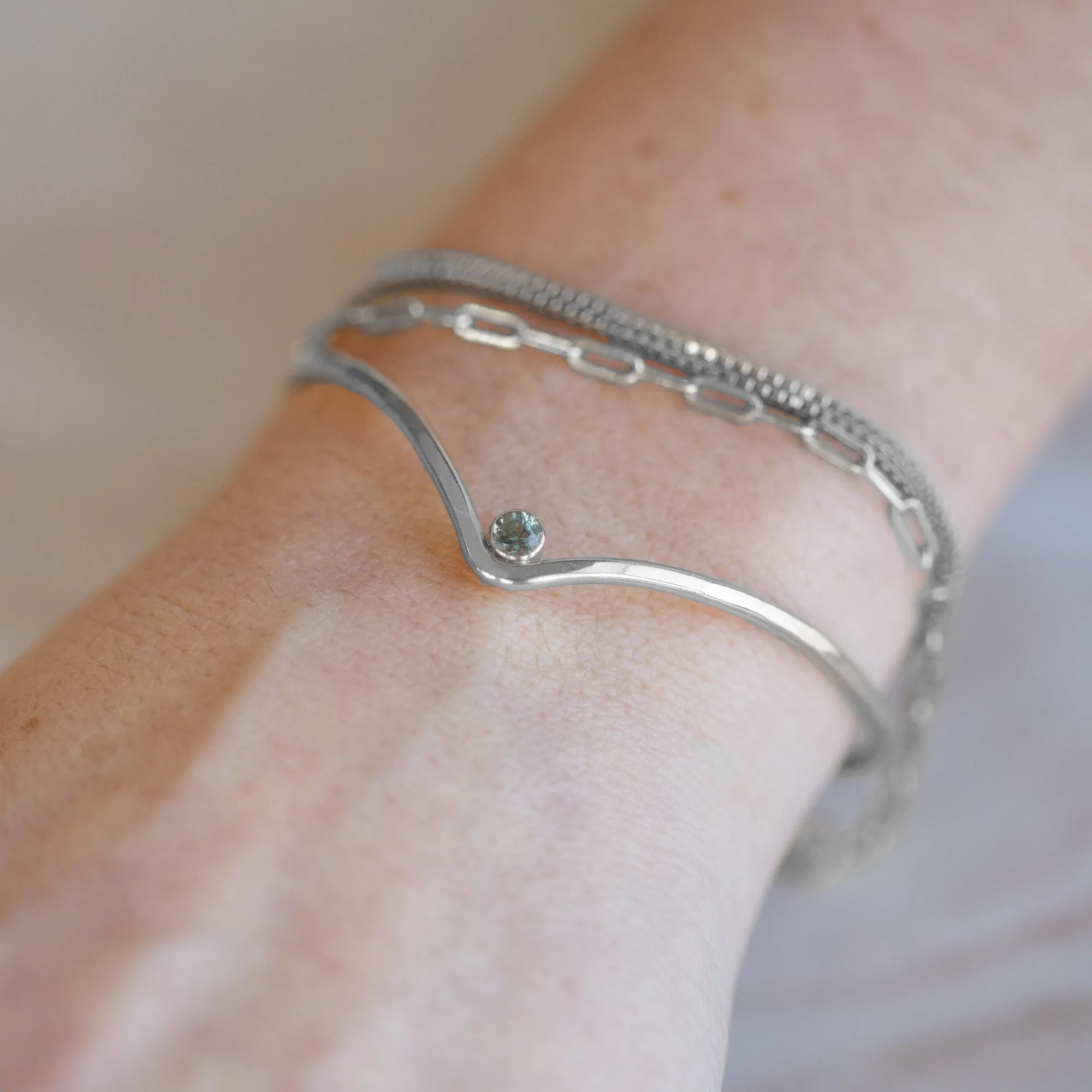 The Montana Sapphire Peak Cuff Bracelet | Sterling Silver