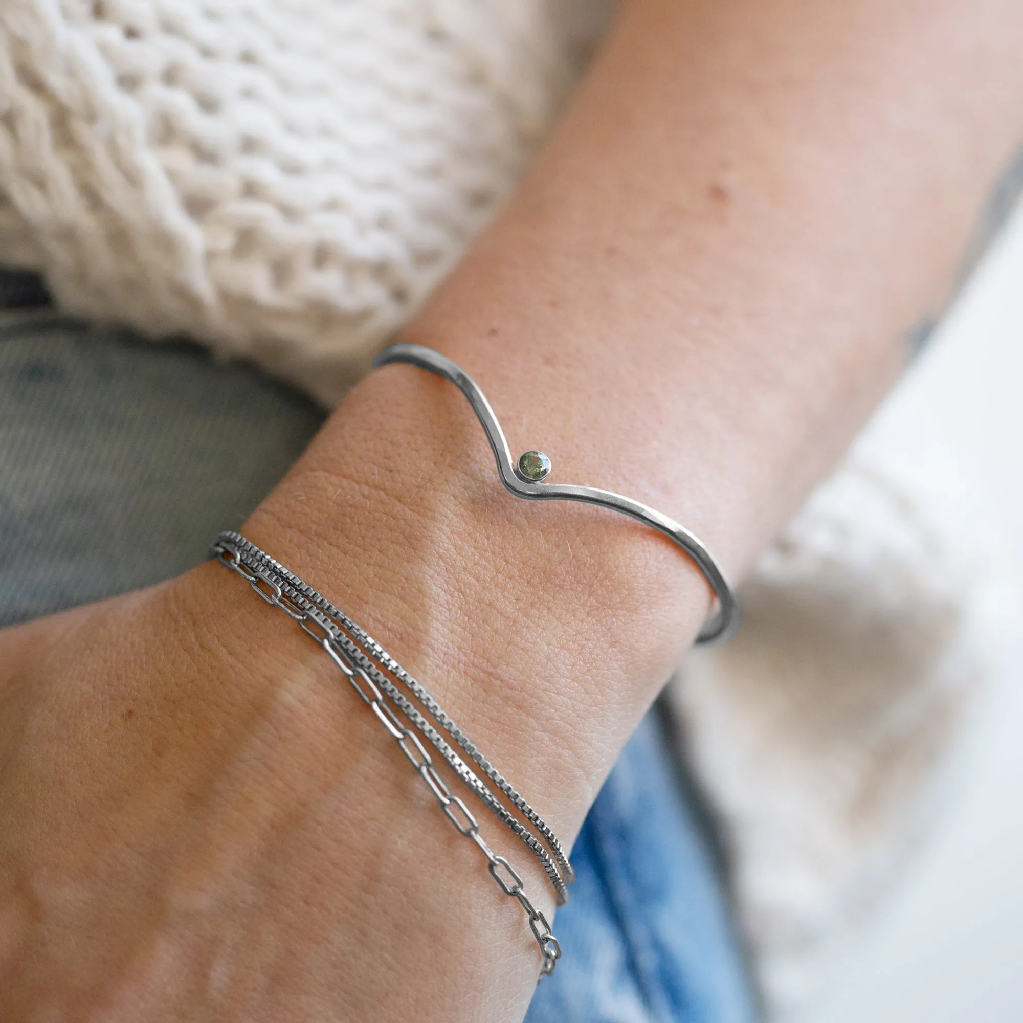 The Montana Sapphire Peak Cuff Bracelet | Sterling Silver