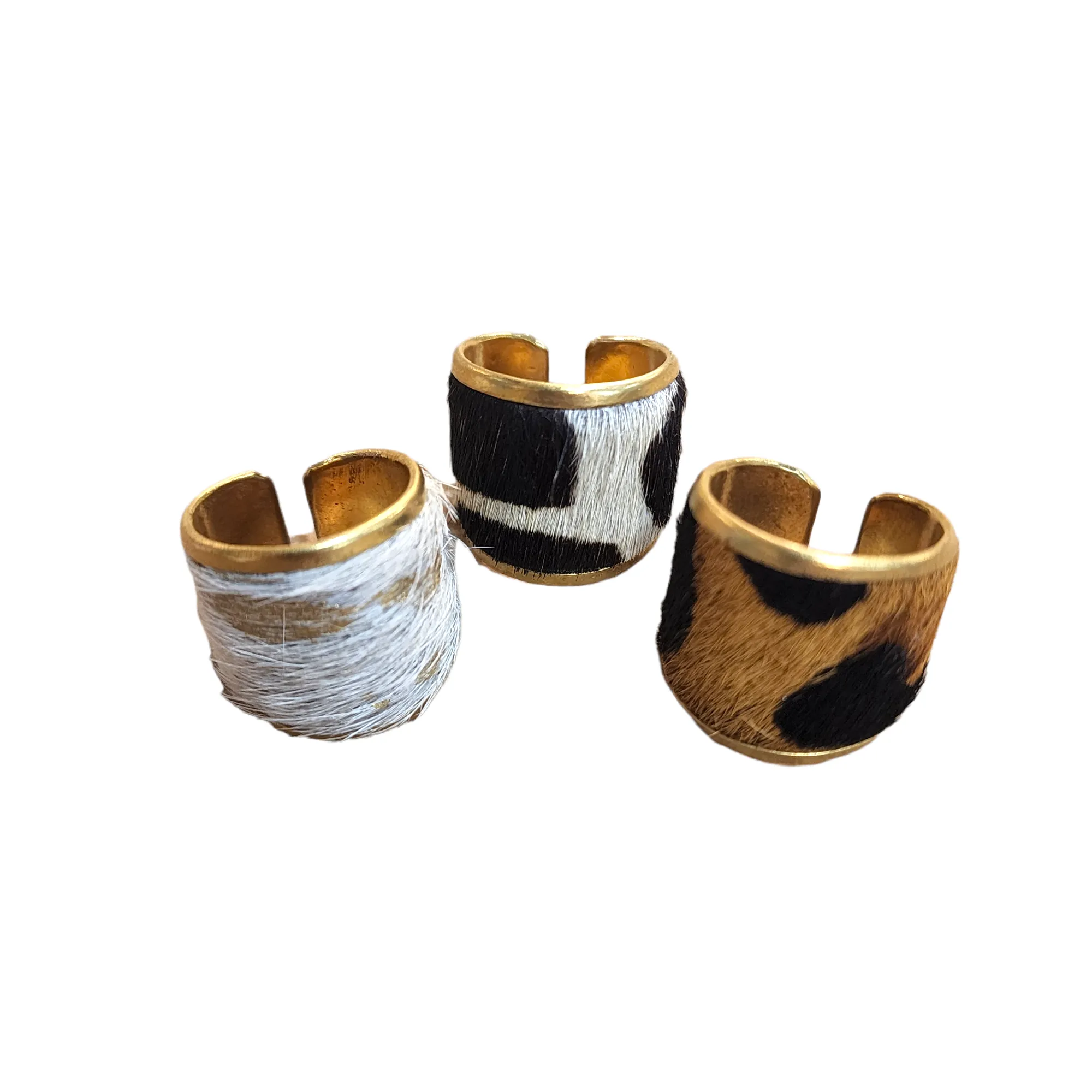 The Pepper Hair on Hide Cuff Ring Collection