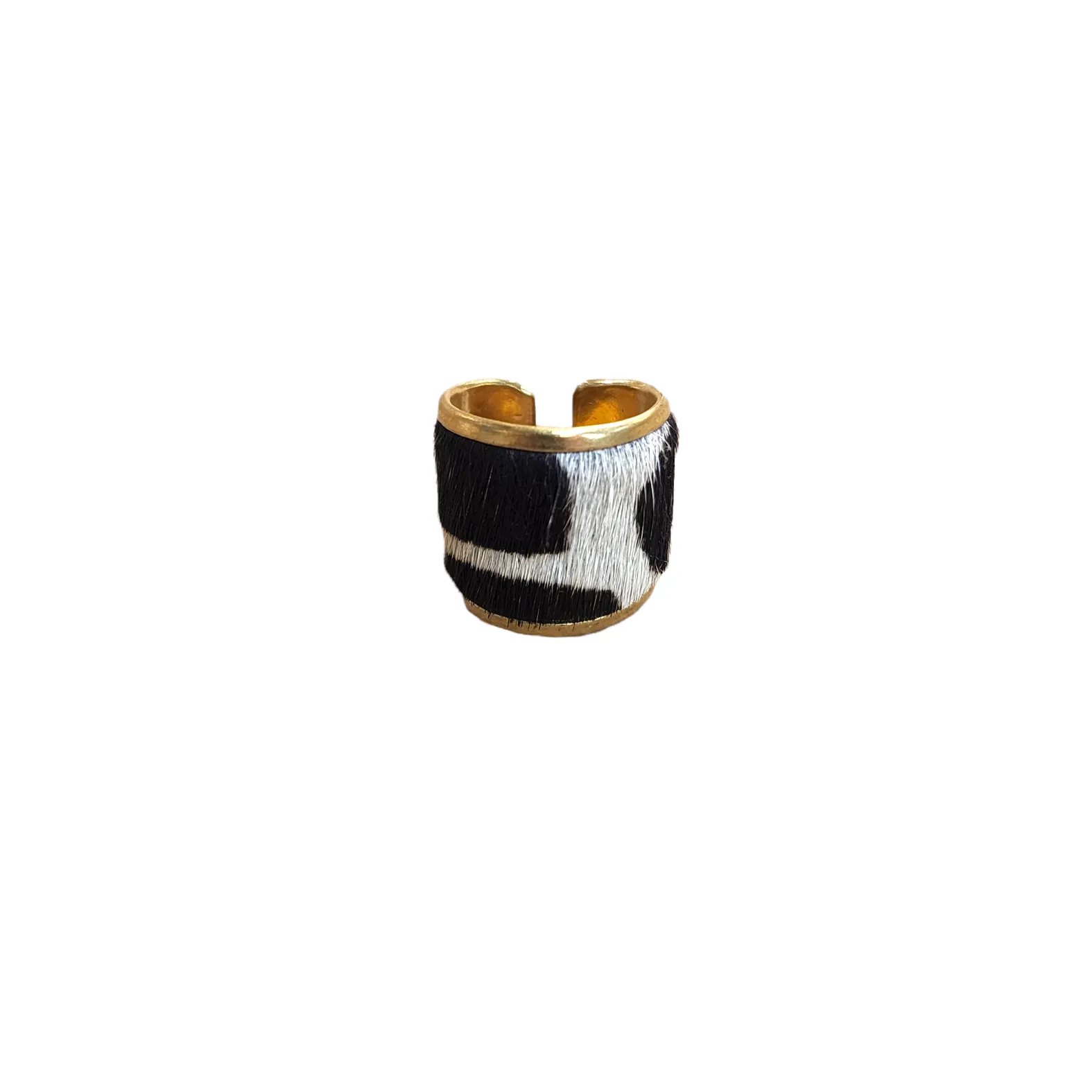The Pepper Hair on Hide Cuff Ring Collection