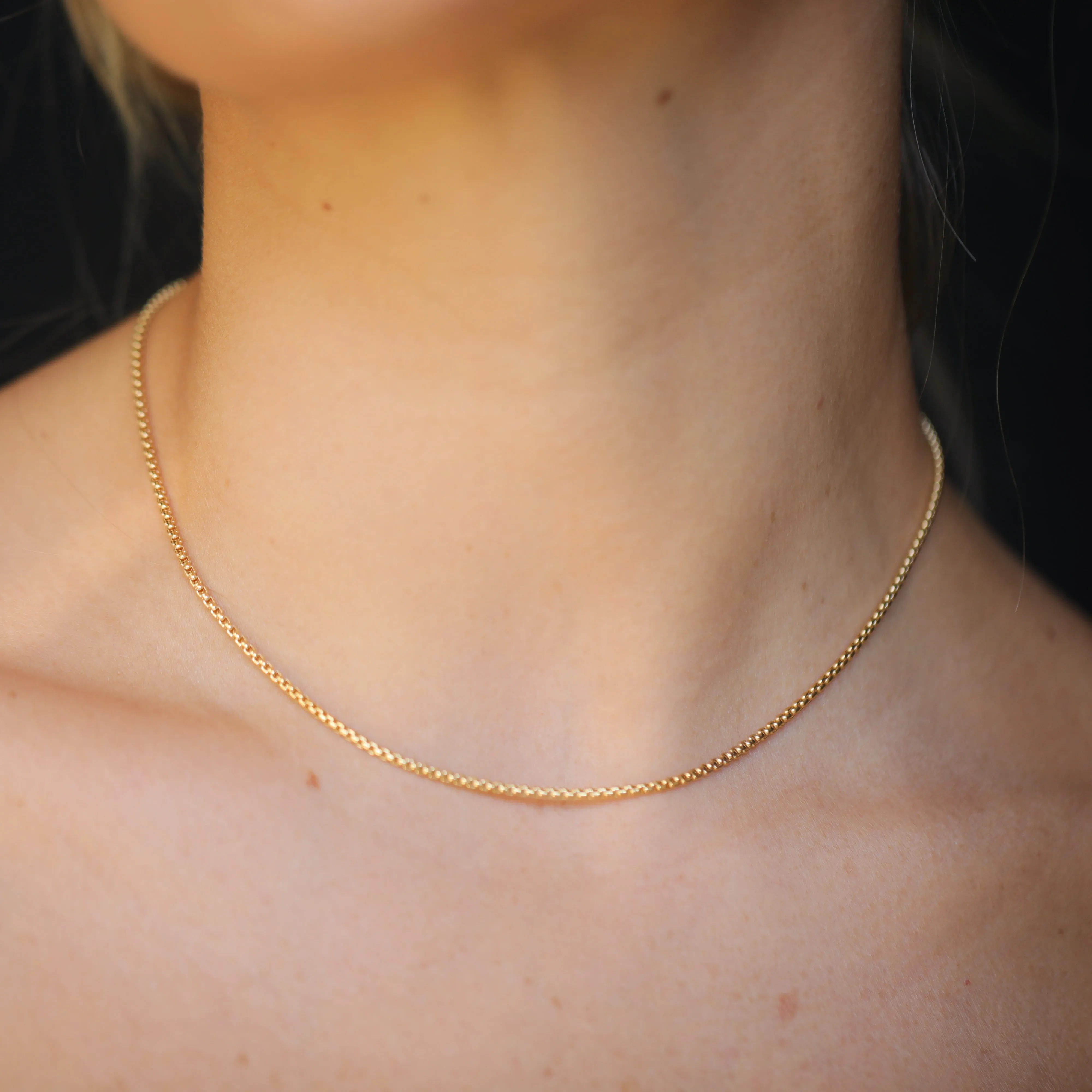Thin Box Chain Choker - 14K Gold Filled