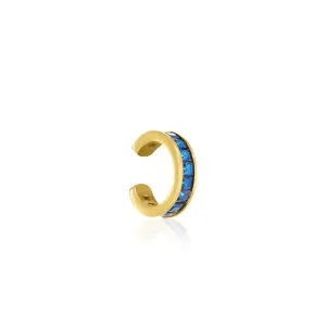 Thin Princess Cut Ear Cuff - Gold Navy Blue