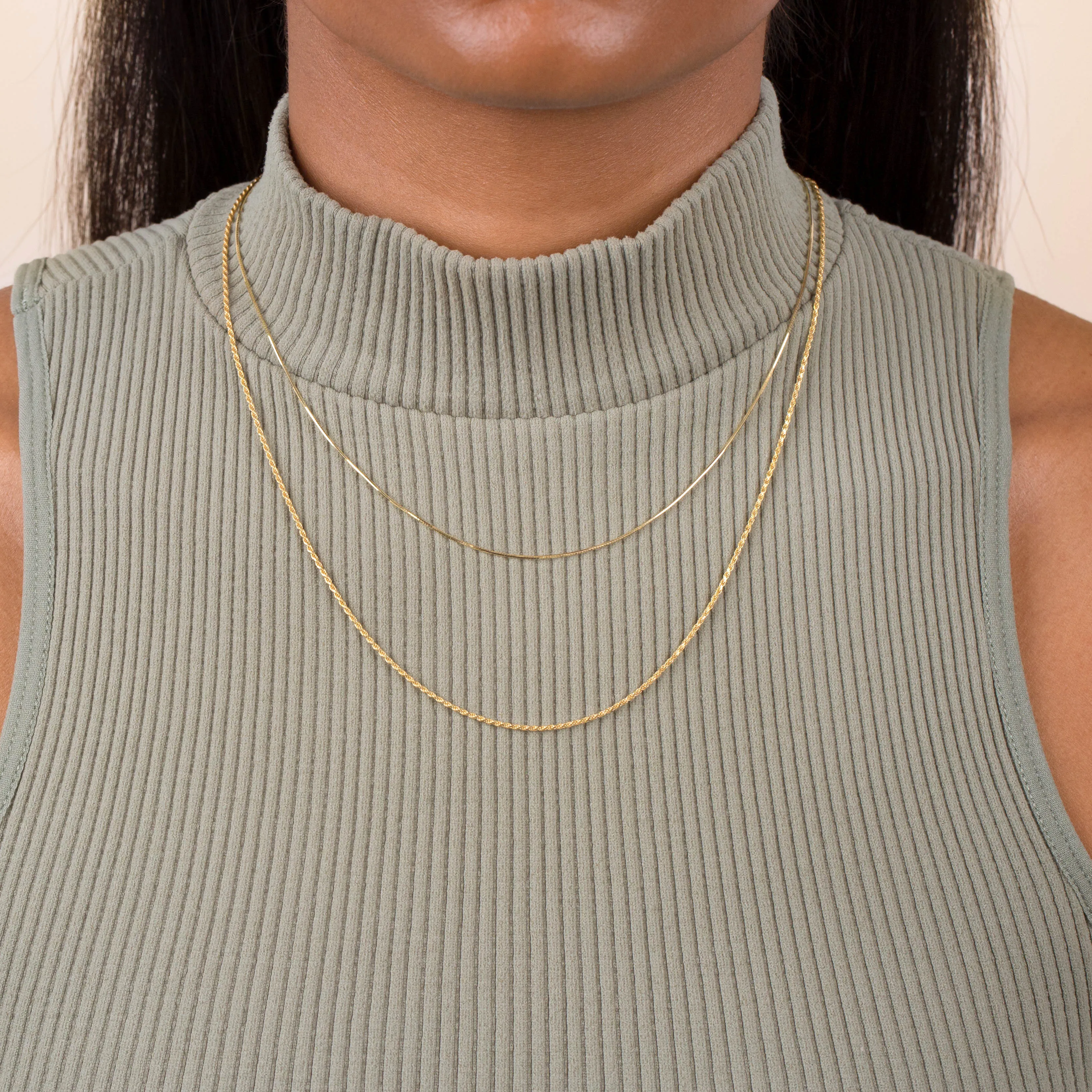 Thin Snake X Rope Chain Necklace Combo Set