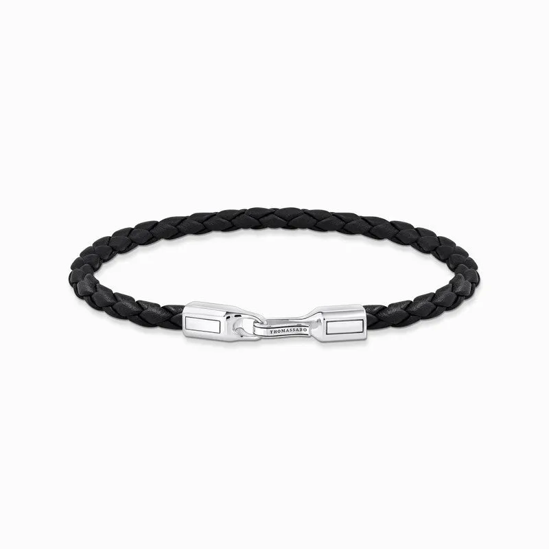 Thomas Sabo Bracelet - Braided, Black Leather