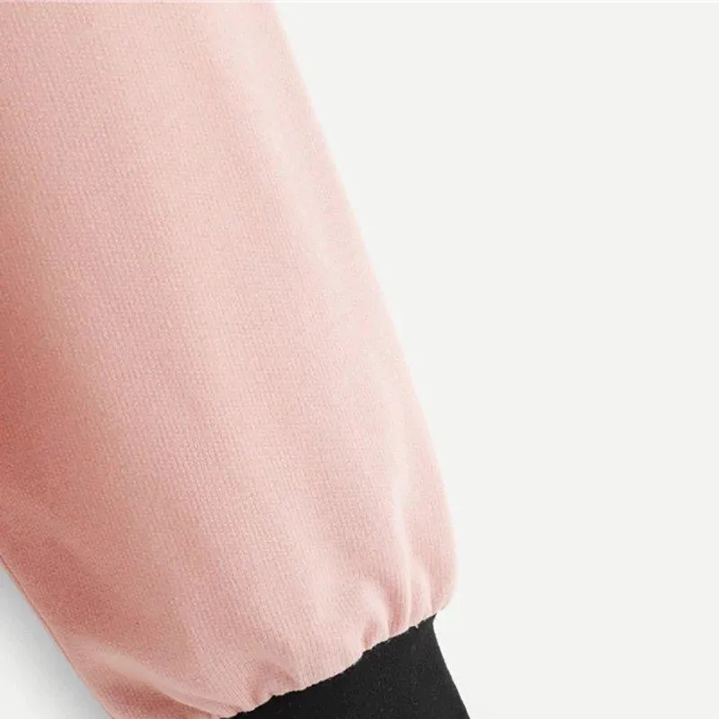 Three Tone Zip-Up Collar Hoodie