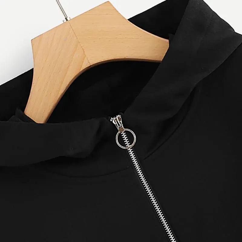 Three Tone Zip-Up Collar Hoodie