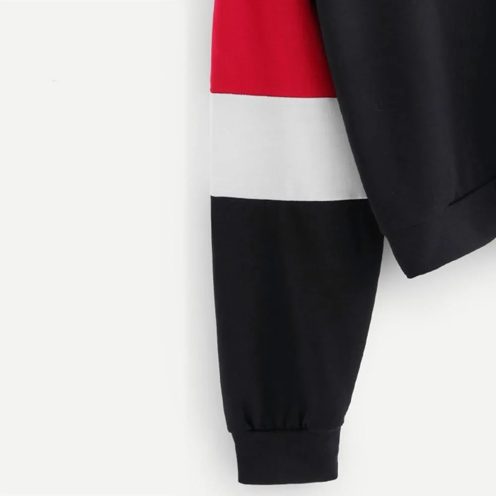 Three Tone Zip-Up Collar Sweatshirt