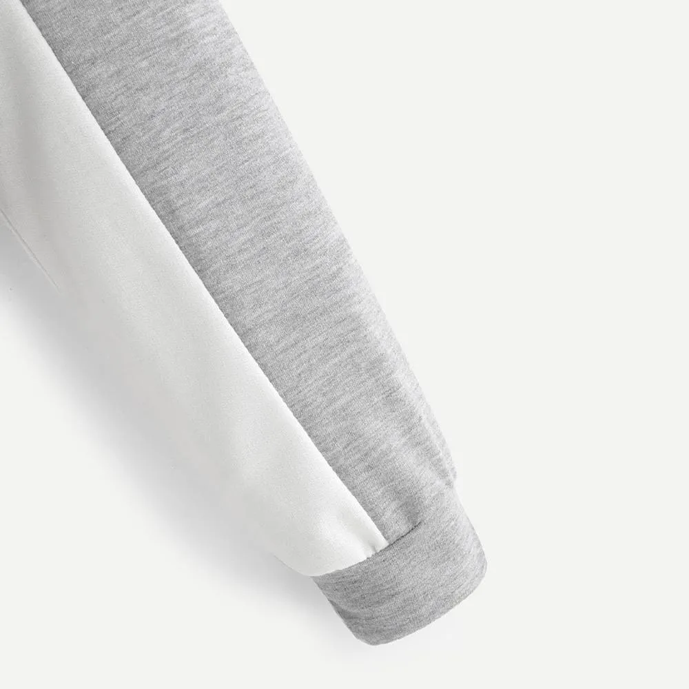 Three Tone Zip-Up Collar Sweatshirt