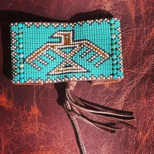 Thunderbird Hand Loomed Cuff Bracelet; Turquoise