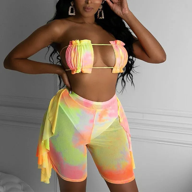 Tie Dye 3 PCS Bikini Set Swimwear