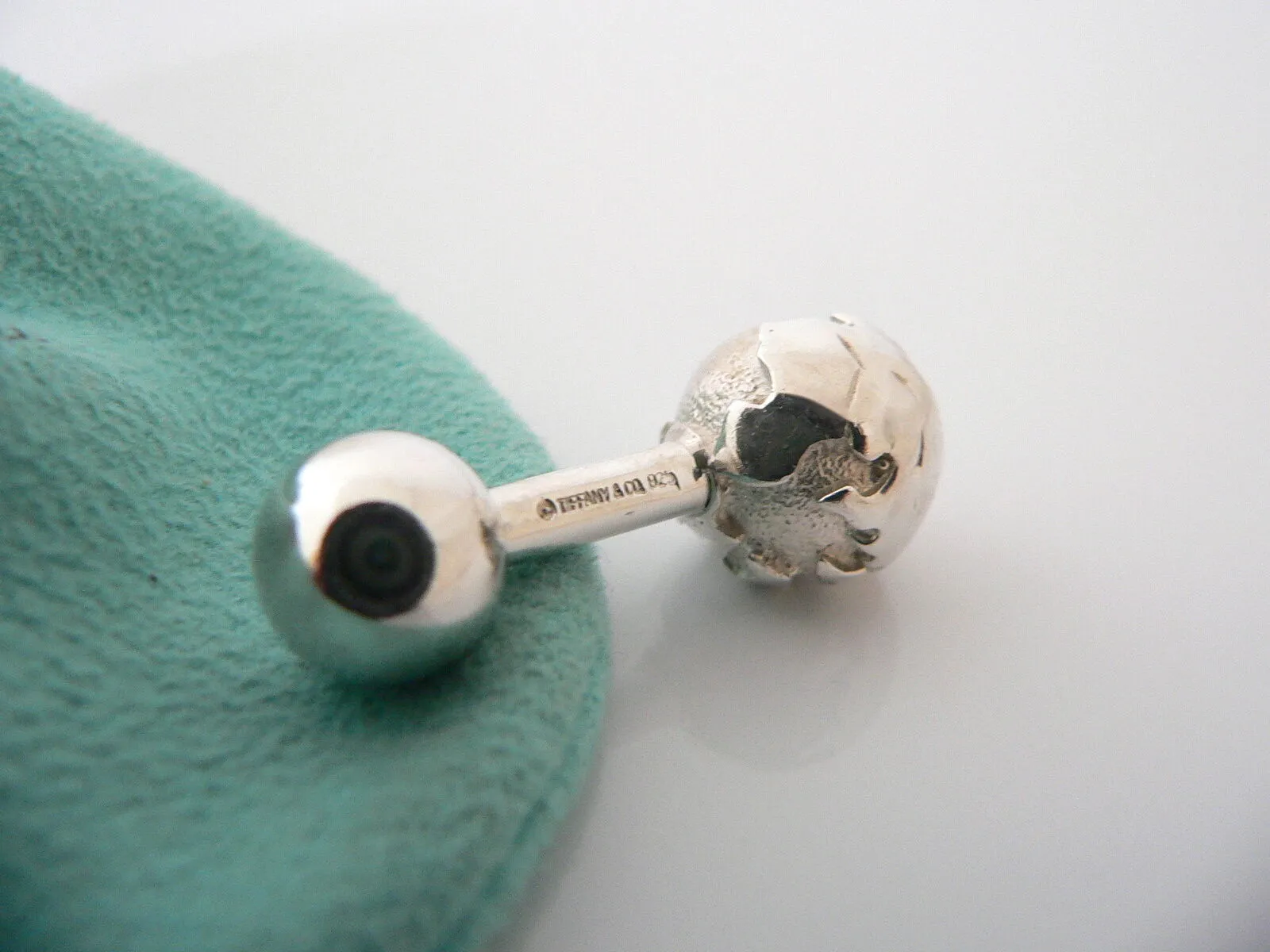 Tiffany & Co Silver Globe Cuff Link Cufflink Cufflinks Travel Gift Pouch Love