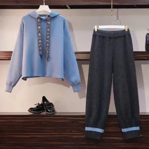 Tracksuit Knit Casual Female Clothing