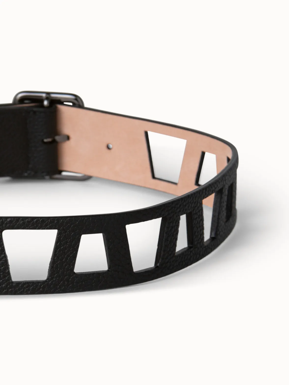 Trapezoid Cut Out Leather Belt
