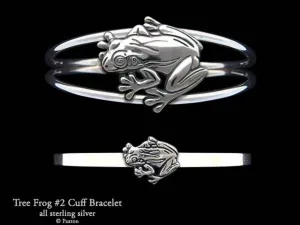 Tree Frog #2 Cuff Bracelet Sterling Silver